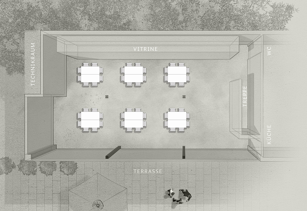 mit Catering mit Tischen und Stühlen Eventraum Festraum